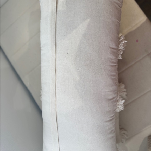 Simons Cream Textured Fringe Decorative Pillows – Set of 2 – Boho Neutral - Picture 4 of 7